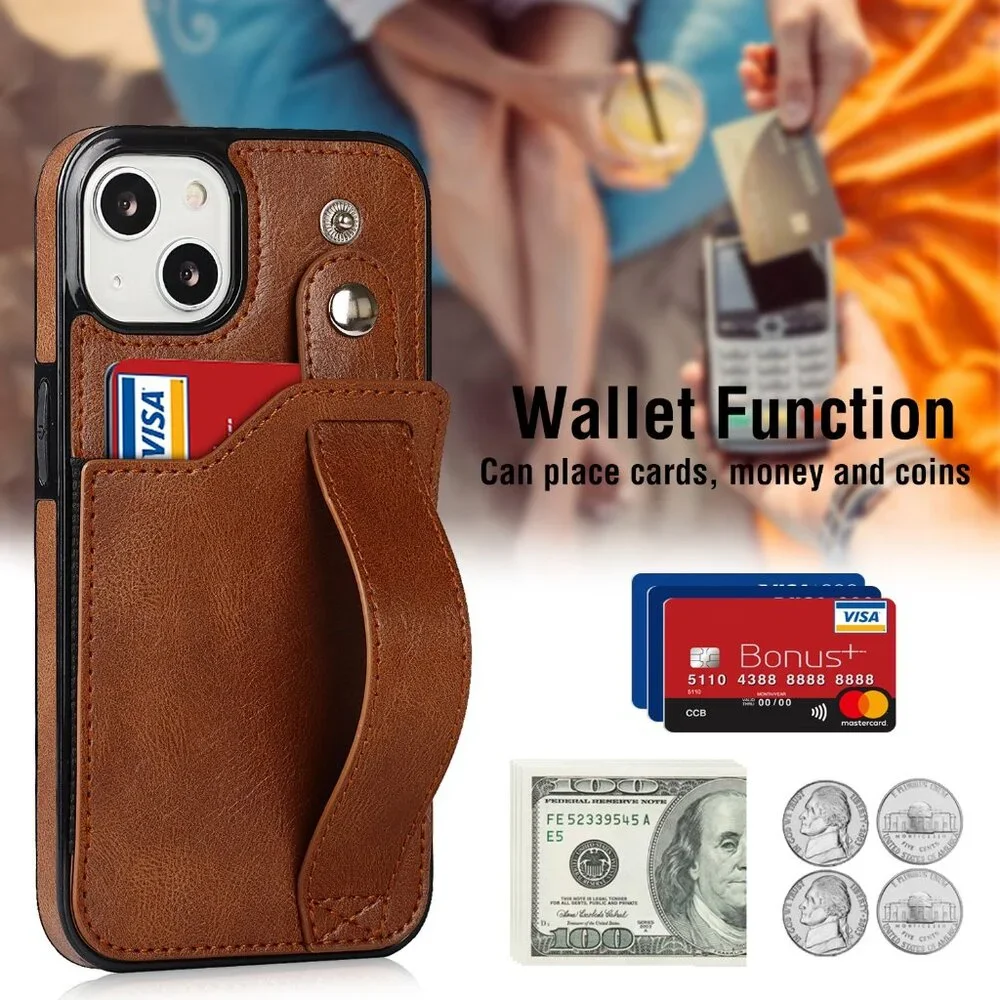 iPhone 13 mini PU Leather Wallet Case with Card Slot | Magnetic Clasp | Kick